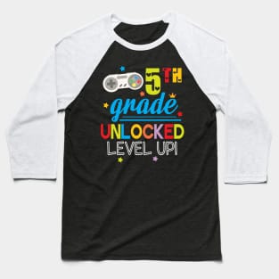 Gamer Students 5th Grade Unlocked Level Up Back To School Baseball T-Shirt